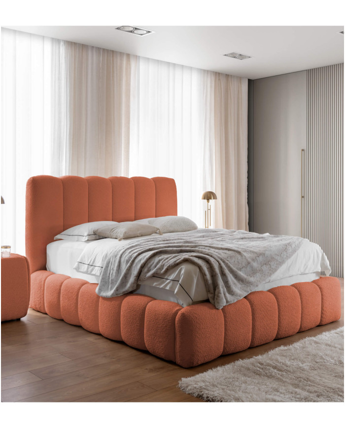 Łóżka tapicerowane Cande 160x200, podnośnik, stelaż, pojemnik, Gruszka Meble