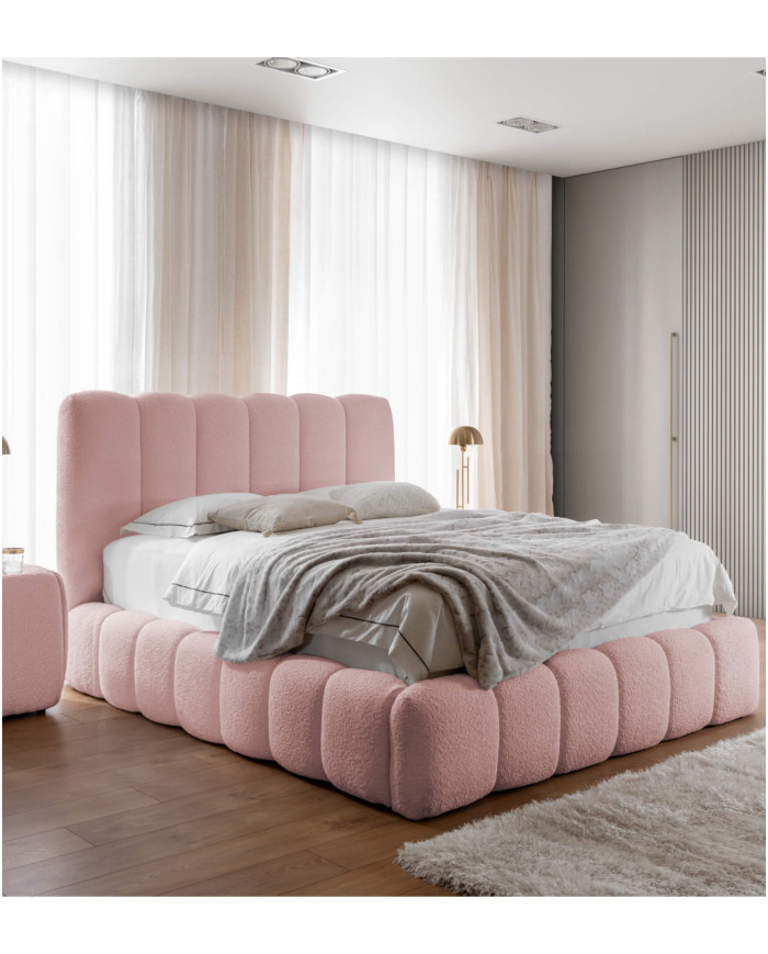 Łóżka tapicerowane Cande 160x200, podnośnik, stelaż, pojemnik, Gruszka Meble