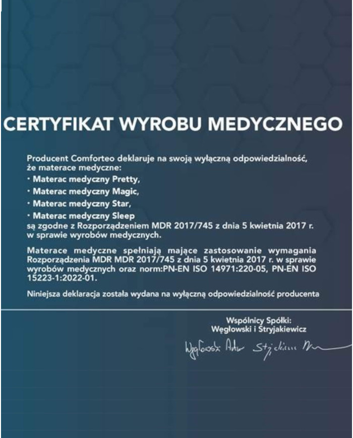 Materac medyczny Healthy, 90x200 cm, dwustronny, piankowy, lateks, zdejmowany pokrowiec, H5, Comforteo