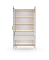 Witryna wysoka Lumi 91 2d2s, dwudrzwiowa z oświetleniem Led, Kaszmir, Laski Meble
