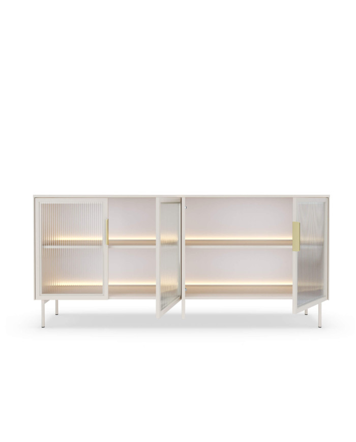Komoda Lumi B 181, czterodrzwiowa z oświetleniem Led, Kaszmir, Laski Meble