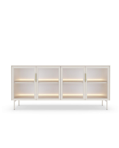 Komoda Lumi B 181, czterodrzwiowa z oświetleniem Led, Kaszmir, Laski Meble Komoda Lumi B 181, czterodrzwiowa z oświetleniem Led, Kaszmir, Laski Meble