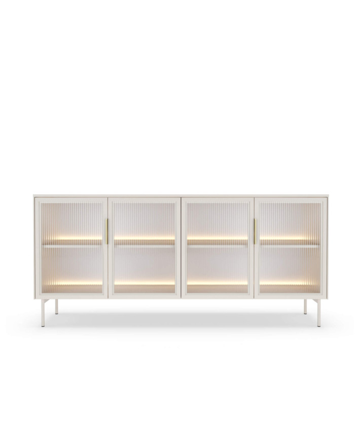 Komoda Lumi B 181, czterodrzwiowa z oświetleniem Led, Kaszmir, Laski Meble