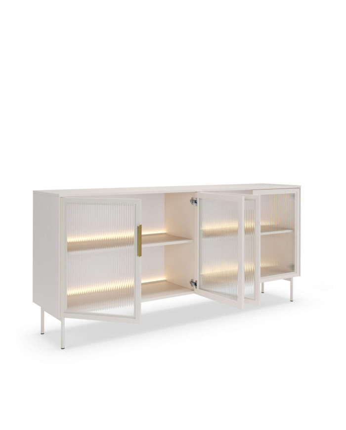 Komoda Lumi B 181, czterodrzwiowa z oświetleniem Led, Kaszmir, Laski Meble