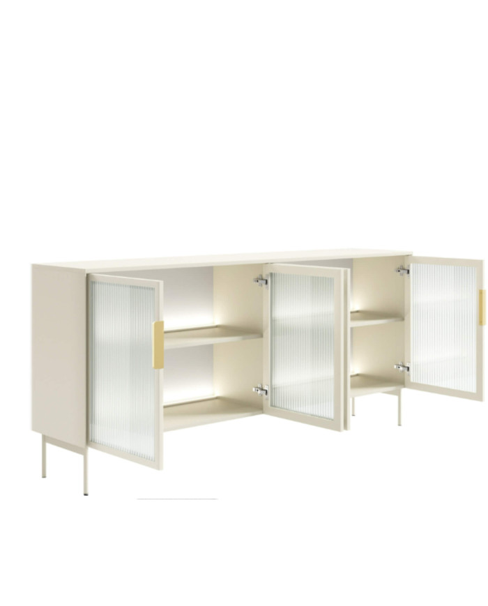 Komoda Lumi B 181, czterodrzwiowa z oświetleniem Led, Kaszmir, Laski Meble