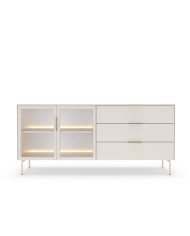 Komoda Lumi C 181, dwudrzwiowa, szuflady, z oświetleniem Led, Kaszmir, Laski Meble