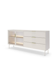 Komoda Lumi C 181, dwudrzwiowa, szuflady, z oświetleniem Led, Kaszmir, Laski Meble