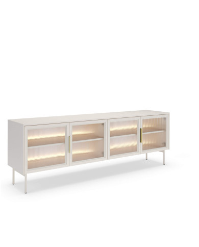 Szafka rtv Lumi D, czterodrzwiowa, oświetlenie Led, Kaszmir, Laski Meble Szafka rtv Lumi D, czterodrzwiowa, oświetlenie Led, Kaszmir, Laski Meble