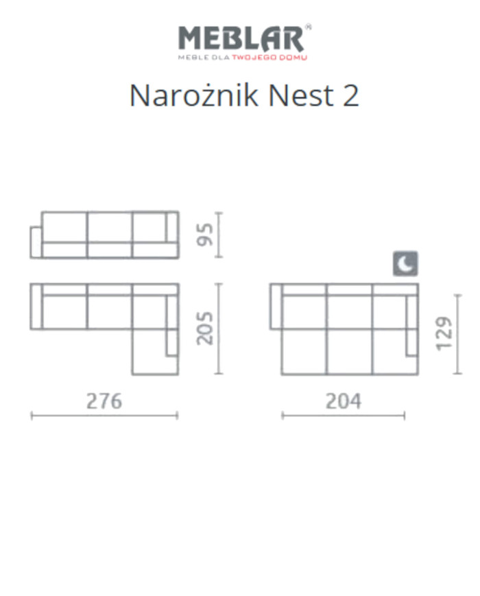 Narożnik Nest 2, funkcja spania, pojemnik, regulowane zagłówki, MEBLAR