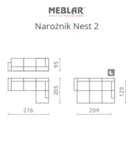 Narożnik Nest 2, funkcja spania, pojemnik, regulowane zagłówki, MEBLAR