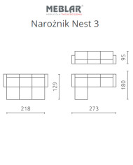 Narożnik Nest 3, funkcja spania, pojemnik, regulowane zagłówki, MEBLAR