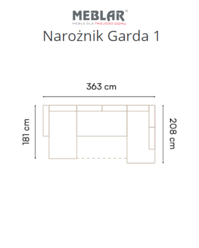 Narożnik Garda 1, funkcja spania, pojemniki, regulowane zagłówki, MEBLAR