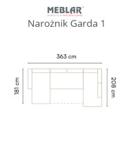 Narożnik Garda 1, funkcja spania, pojemniki, regulowane zagłówki, MEBLAR