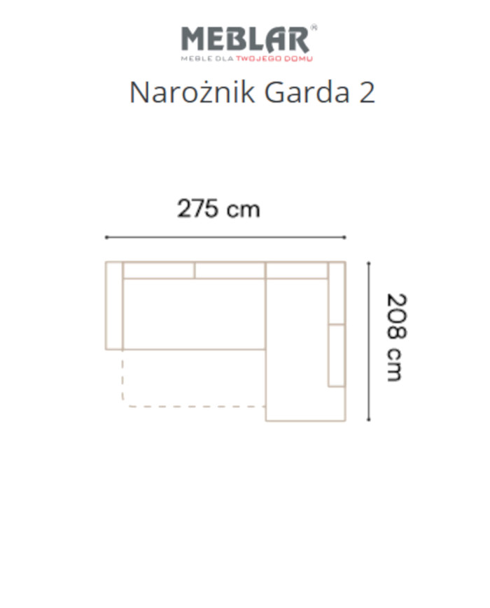 Narożnik Garda 2, funkcja spania, pojemnik, regulowane zagłówki, MEBLAR