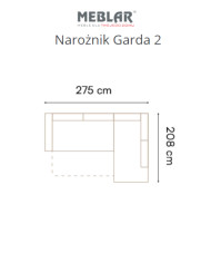 Narożnik Garda 2, funkcja spania, pojemnik, regulowane zagłówki, MEBLAR