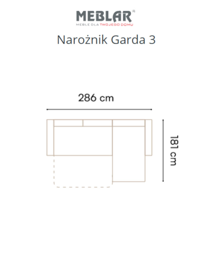 Narożnik Garda 3, funkcja spania, pojemnik, regulowane zagłówki, MEBLAR