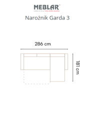 Narożnik Garda 3, funkcja spania, pojemnik, regulowane zagłówki, MEBLAR