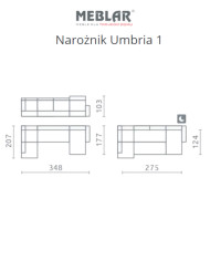 Narożnik Umbria 1, funkcja spania, pojemniki, regulowane zagłówki, MEBLAR