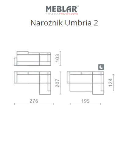 Super Cena! Narożnik Umbria 2, funkcja spania, pojemnik, regulowane zagłówki, MEBLAR