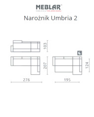 Narożnik Umbria 2, funkcja spania, pojemnik, regulowane zagłówki, MEBLAR