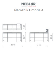 Narożnik Umbria 4, funkcja spania, pojemniki, regulowane zagłówki, MEBLAR