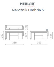 Narożnik Umbria 5, funkcja spania, pojemniki, regulowane zagłówki, MEBLAR