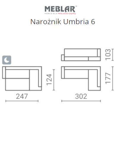 Narożnik Umbria 6, funkcja spania, pojemnik, regulowane zagłówki, MEBLAR Narożnik Umbria 6, funkcja spania, pojemnik, regulowane zagłówki, MEBLAR