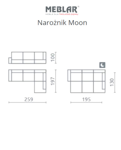 Super Cena! Narożnik Moon, funkcja spania, pojemnik, regulowane zagłówki, MEBLAR