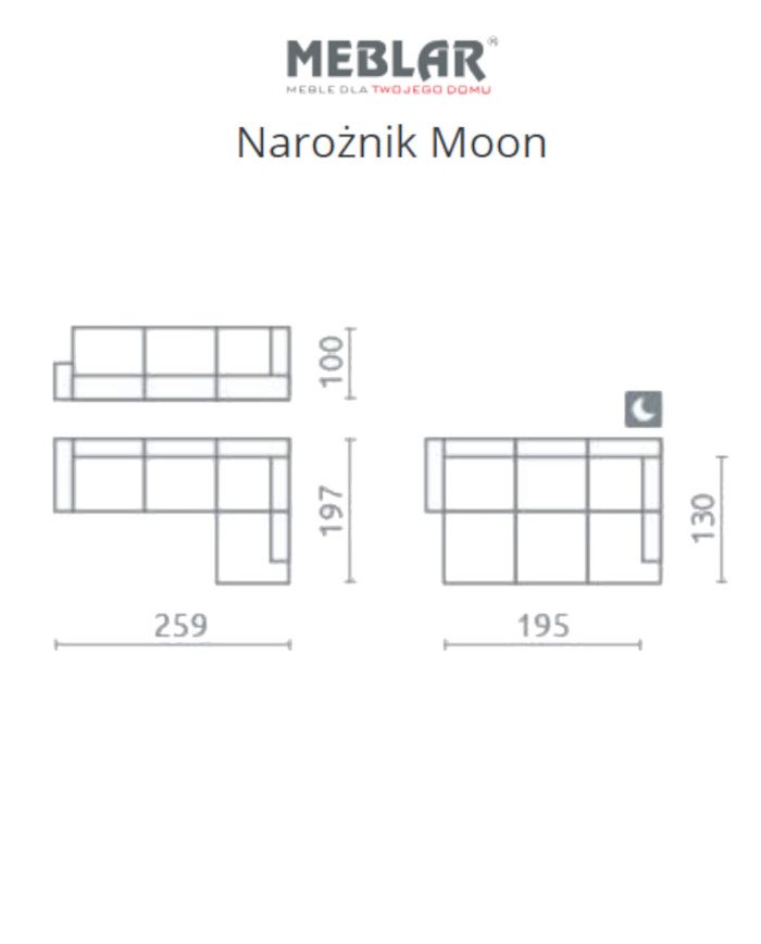 Narożnik Moon, funkcja spania, pojemnik, regulowane zagłówki, MEBLAR