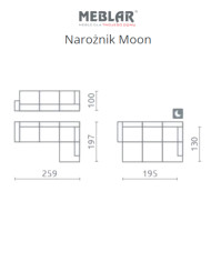 Super Cena! Narożnik Moon, funkcja spania, pojemnik, regulowane zagłówki, MEBLAR