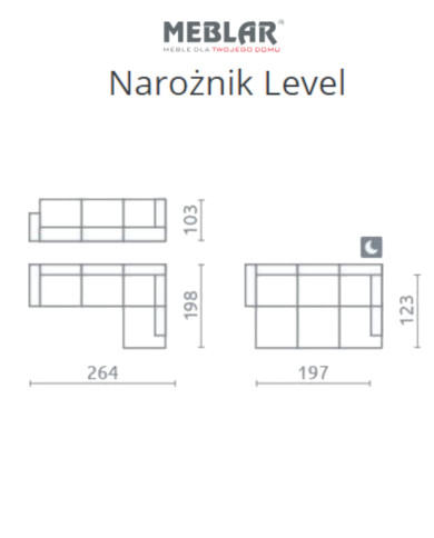 Narożnik Level, funkcja spania, pojemnik, MEBLAR Narożnik Level, funkcja spania, pojemnik, MEBLAR