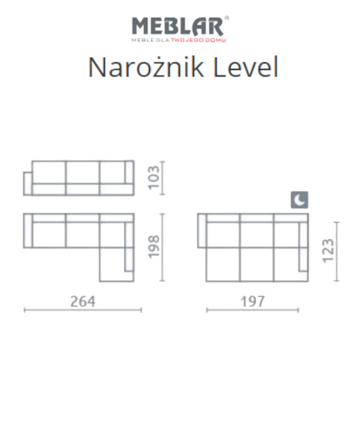 Narożnik Level, funkcja spania, pojemnik, MEBLAR