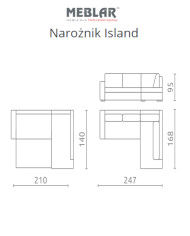 Super cena! Narożnik Island, funkcja spania, pojemnik, MEBLAR
