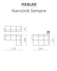 Super cena! Narożnik Sempre, funkcja spania, pojemnik, regulowane zagłówki, MEBLAR Super cena! Narożnik Sempre, funkcja spania, pojemnik, regulowane zagłówki, MEBLAR