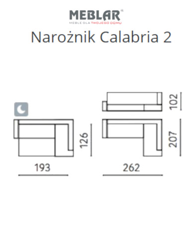 Narożnik Calabria 2, funkcja spania, pojemnik, regulowane zagłówki, MEBLAR