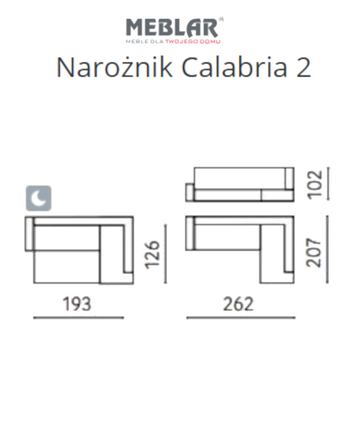 Narożnik Calabria 2, funkcja spania, pojemnik, regulowane zagłówki, MEBLAR