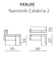 Narożnik Calabria 2, funkcja spania, pojemnik, regulowane zagłówki, MEBLAR