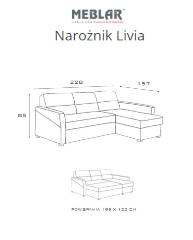 Narożnik Livia, funkcja spania, pojemnik, MEBLAR Narożnik Livia, funkcja spania, pojemnik, MEBLAR