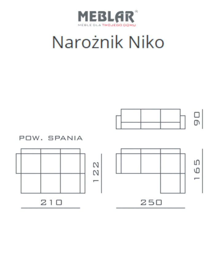 Narożnik Niko, funkcja spania, pojemnik, MEBLAR