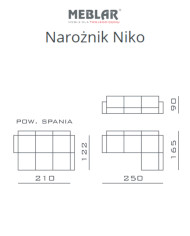 Narożnik Niko, funkcja spania, pojemnik, MEBLAR