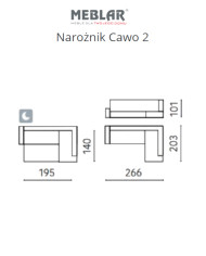 Narożnik Cawo 2, funkcja spania, pojemnik, regulowane zagłówki, MEBLAR