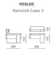 Narożnik Cawo 3, funkcja spania, pojemnik, regulowane zagłówki, MEBLAR