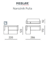 Narożnik Pulia, funkcja spania, pojemnik, MEBLAR