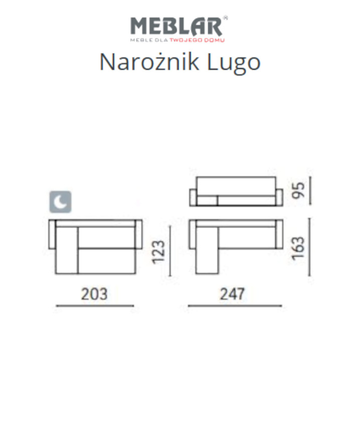 Narożnik Lugo, funkcja spania, pojemnik, regulowane zagłówki, MEBLAR