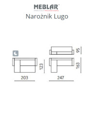 Narożnik Lugo, funkcja spania, pojemnik, regulowane zagłówki, MEBLAR