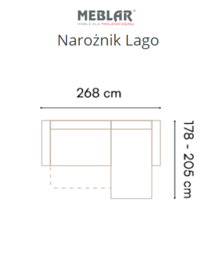 Narożnik Lago, funkcja spania, pojemnik, przestawne oparcia, regulowane zagłówki, MEBLAR