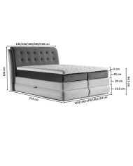 Łóżko kontynentalne Soleo 120x200, tapicerowane, materace, topper-5
