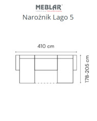 Narożnik Lago 5, funkcja spania, pojemniki, przestawne oparcia, regulowane zagłówki, MEBLAR