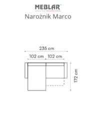 Narożnik Marco, funkcja spania, pojemnik, MEBLAR