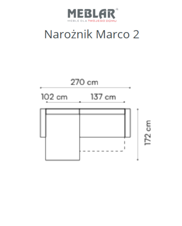 Narożnik Marco 2, funkcja spania, pojemnik, MEBLAR
